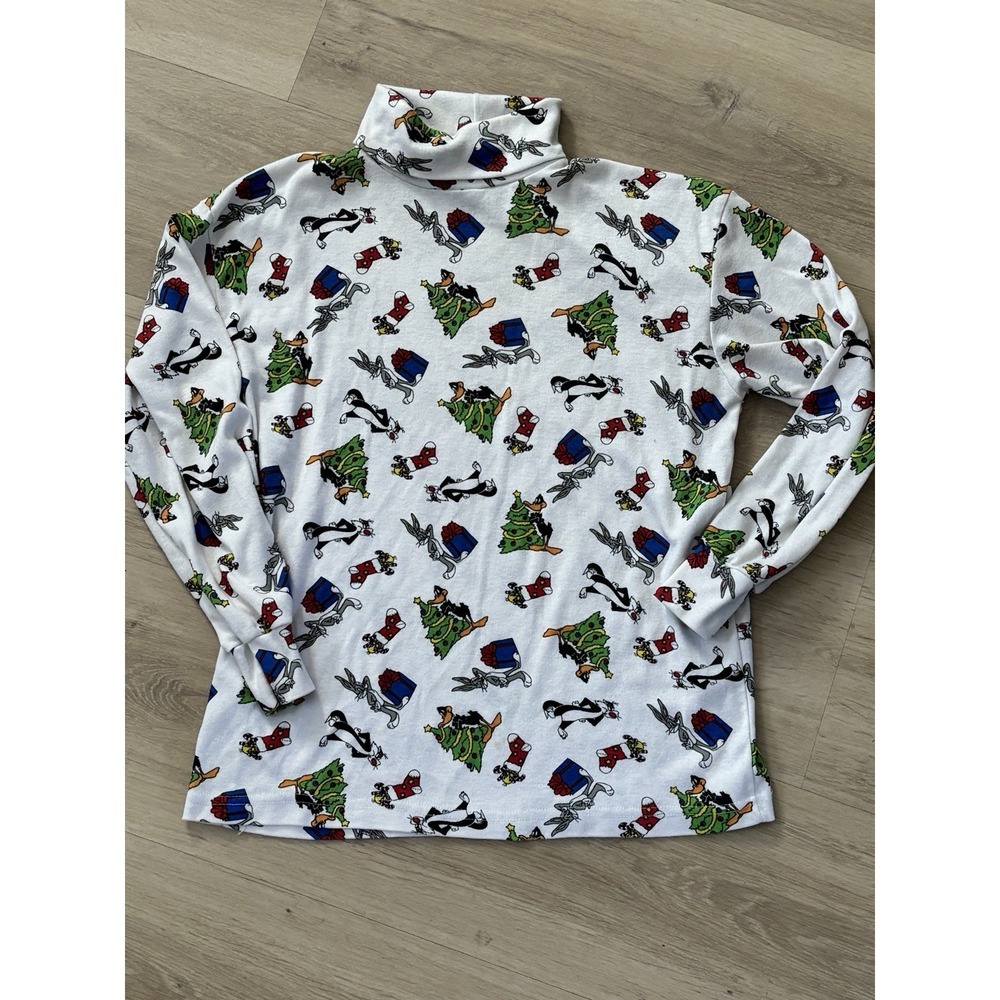 Vintage 90s‎ Looney Tunes Ugly Christmas Sweater Shirt All Over Print Medium